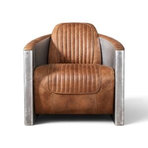 Aviator Armchair in brown leather
