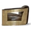 Brass dakota aviator armchair with leather seat