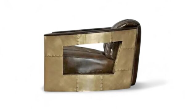 Brass dakota aviator armchair with leather seat