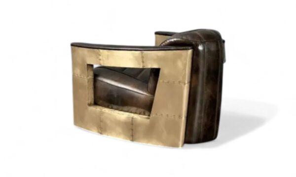 Handcrafted brass dakota armchair rivet detail