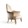 Gold leaf armchair with soft velvet upholstery and artistic design