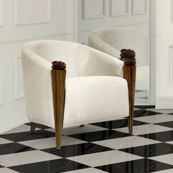 High End Designer Armchair With Flower