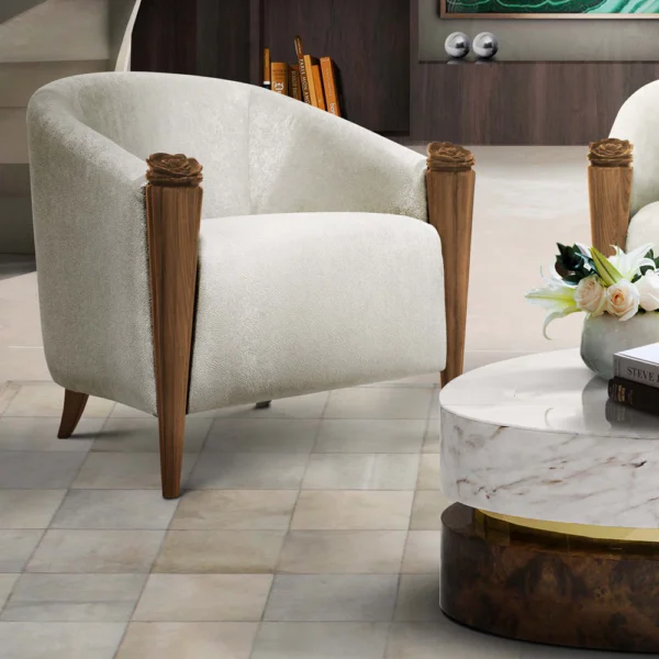 High End Designer Armchair With Flower