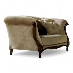 Lombardi Essence Armchair with walnut frame and textured fabric