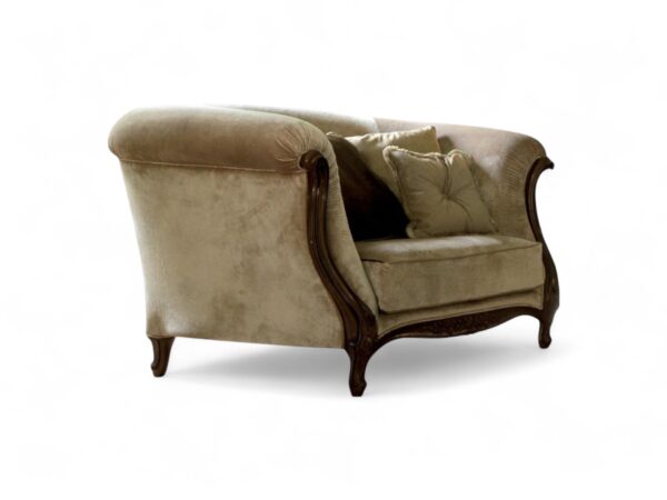Lombardi Essence Armchair with walnut frame and textured fabric