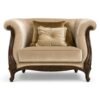 Lombardi Essence Armchair with walnut frame and textured fabric