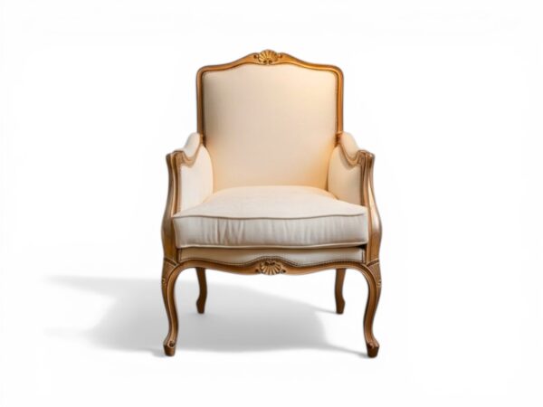 Traditional carved armchair with scroll arms and cabriole legs