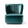 Celestial Bloom Armchair with fluted back and teal velvet upholstery