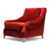 Crimson Luxe Armchair with bold velvet upholstery