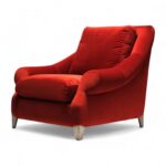 Crimson Luxe Armchair with bold velvet upholstery