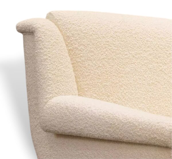 Mid-century style lounge chair in cream boucle