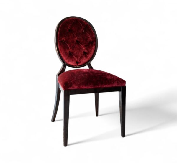 Classic velvet dining chair in rich red upholstery