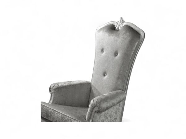 Luxury tufted velvet throne armchair in silver
