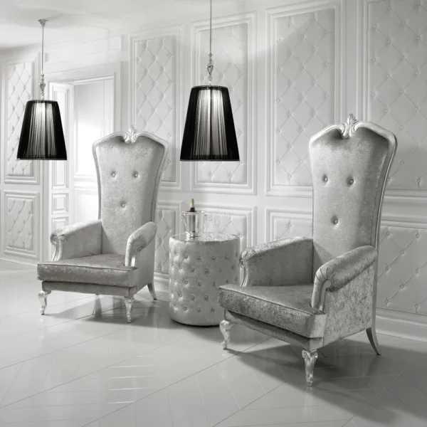 Designer-Italian-Silver-Leaf-Throne-Armchair