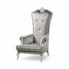 Throne Armchair in shimmering silver velvet with tufted back