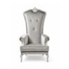 Elegant silver velvet armchair with high back and plush cushions