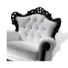 Classic baroque-style armchair in tufted white leather