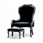 Classic Venetian Carved Chair in black velvet upholstery