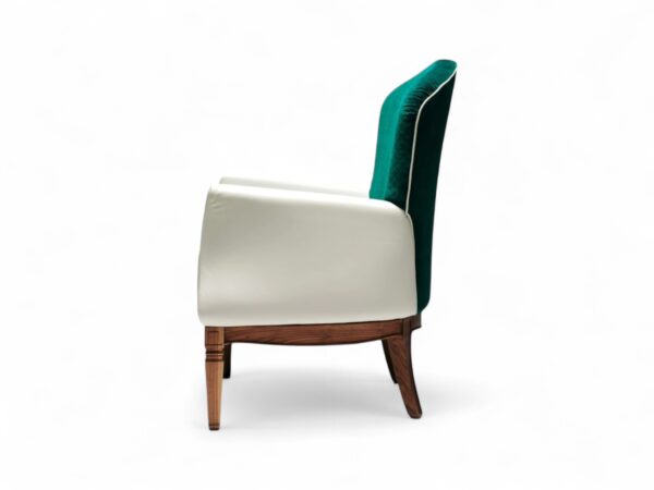 Modern upholstered accent chair with wooden frame