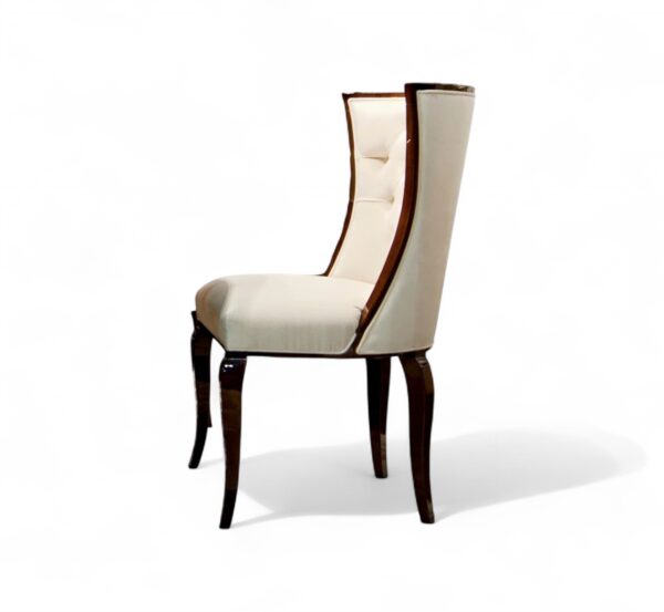 Glamour Dining Chair with tufted backrest and polished wooden frame
