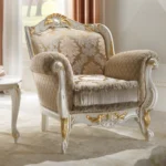 Rococo Ivory Gold Leaf Armchair