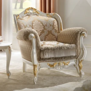 Rococo Ivory Gold Leaf Armchair