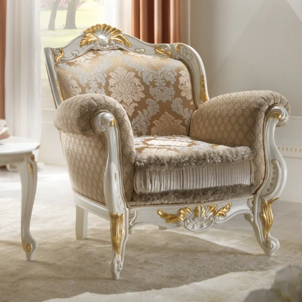Rococo Ivory Gold Leaf Armchair