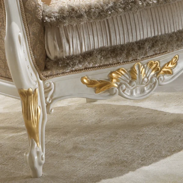 Rococo Ivory and Gold Leaf Armchair