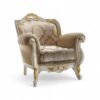 Baroque Dune Armchair with pearl and gold carved wood frame