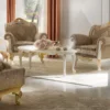 Rococo Ivory and Gold Leaf Armchair