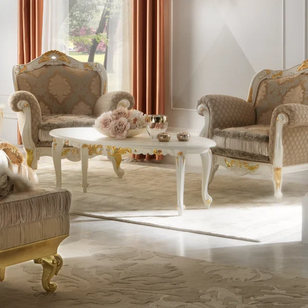 Rococo Ivory and Gold Leaf Armchair