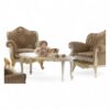 Classic baroque-style chair with fringe cushion and sculpted arms