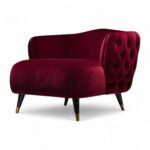 Crimson Dusk Armchair in deep red velvet with tufted back
