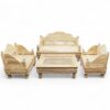 Rajwada hand-carved wooden sofa set with detailed floral patterns