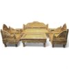 Traditional Indian carved sofa set including chairs and center table