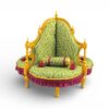 Victorian Conversation Chair with gold frame and green patterned upholstery