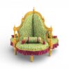 Victorian Conversation Chair with gold frame and green patterned upholstery