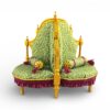 Antique-style Victorian tête-à-tête chair with maroon tasselled cushions