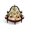 Victorian Conversation Chair with gold frame and green patterned upholstery