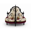 Victorian Conversation Chair with gold frame and green patterned upholstery