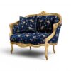 Louis XV Carved Settee with ornate wooden frame