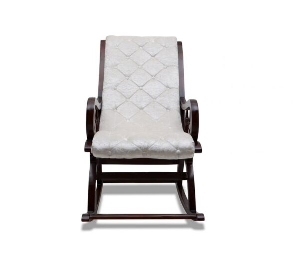 Traditional wooden rocking chair with cushioned seat