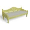 Boho Carved Settee with intricate floral woodwork and soft mint green finish