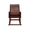 Classic wooden rocker with ergonomic slatted design and rich polish