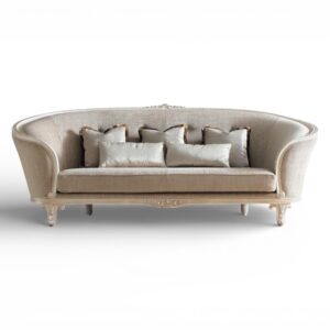 Victorian carved sofa with scroll arms and cabriole legs