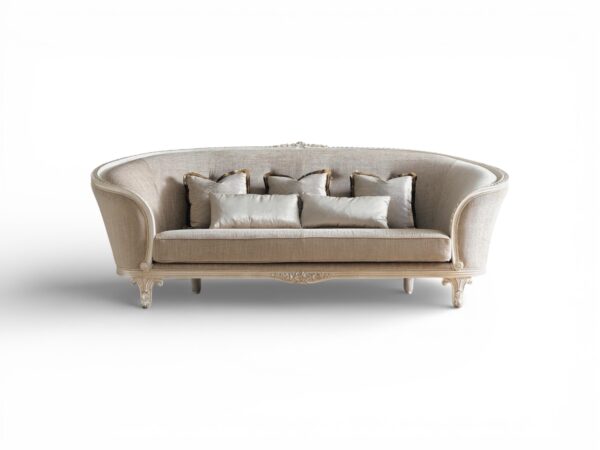 Victorian carved sofa with scroll arms and cabriole legs