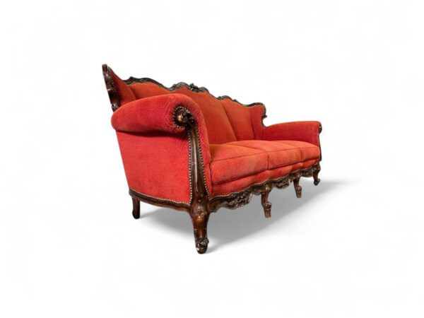 Classic Victorian style sofa with scarlet upholstery