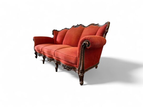 Elegant scarlet upholstered sofa for traditional interiors