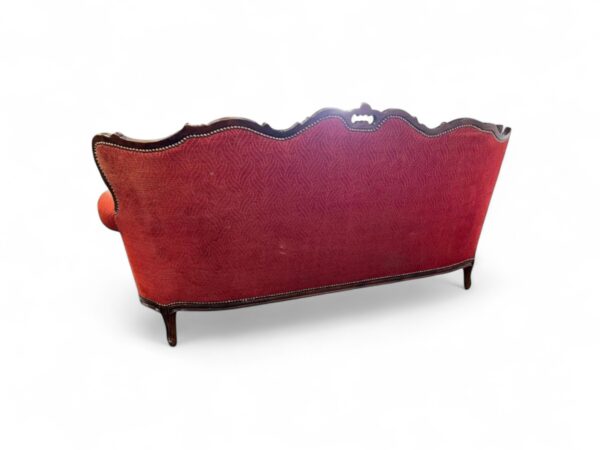 Imperial Scarlet Victorian Sofa with carved wood details