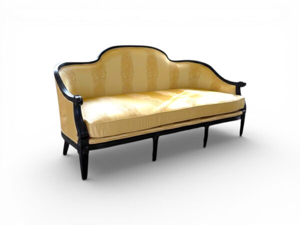 Classic marigold upholstered sofa with wooden frame